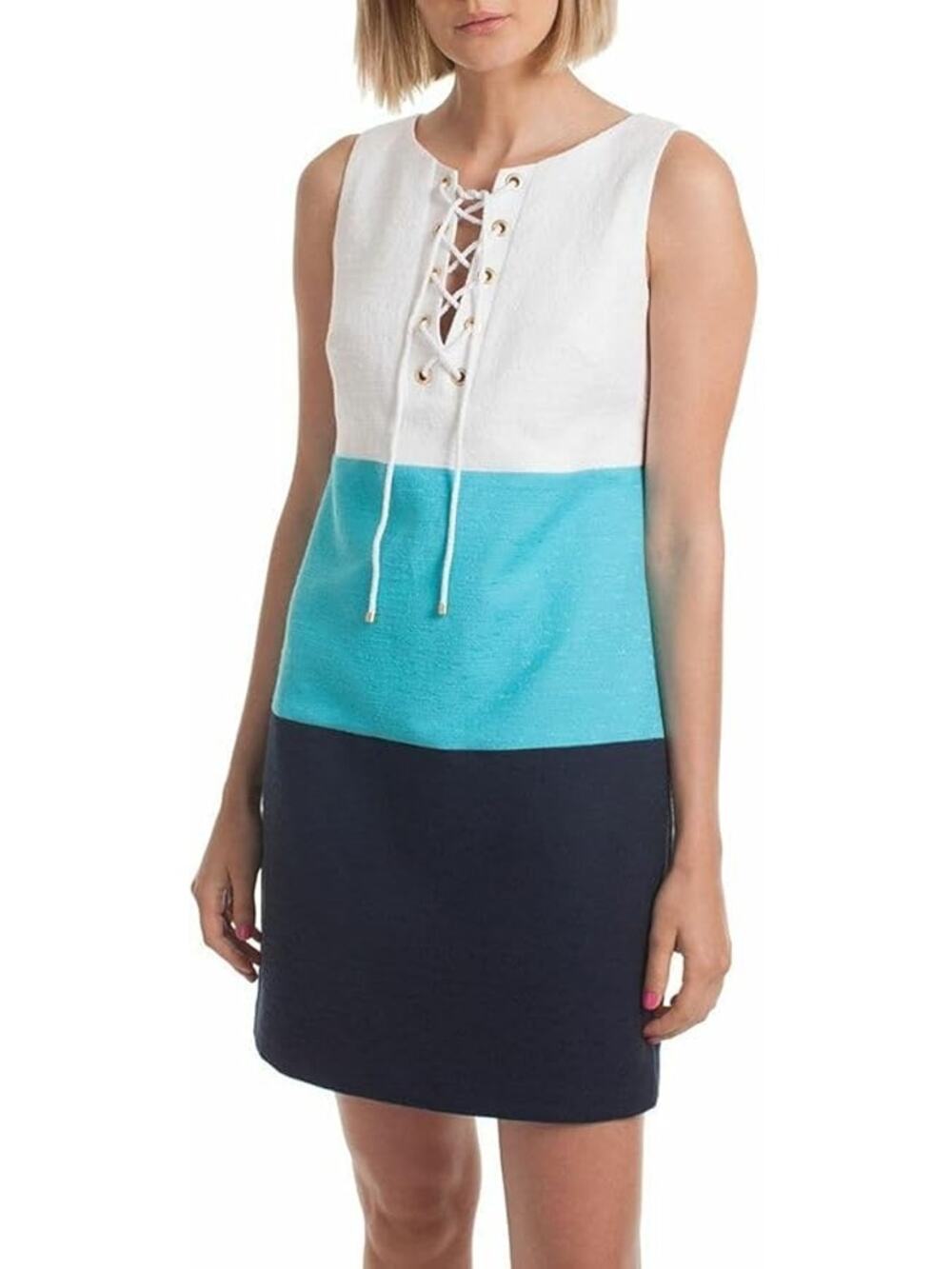 NWT Trina Turk "Miss Brady" Colorblock Lace-Up Dress Size 14